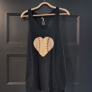 Navy Tank Top with Baseball Heart Design